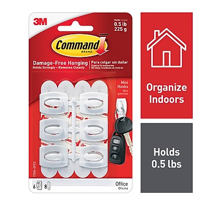 Damage-free walls Pack of 6 COMMAND Self adhesive Mini-hooks 
